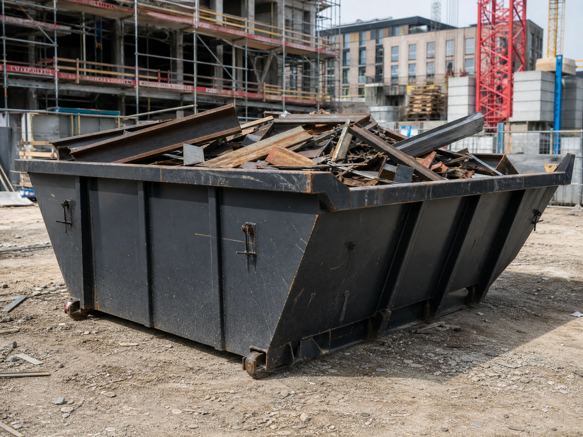 Pose de benne sur chantier